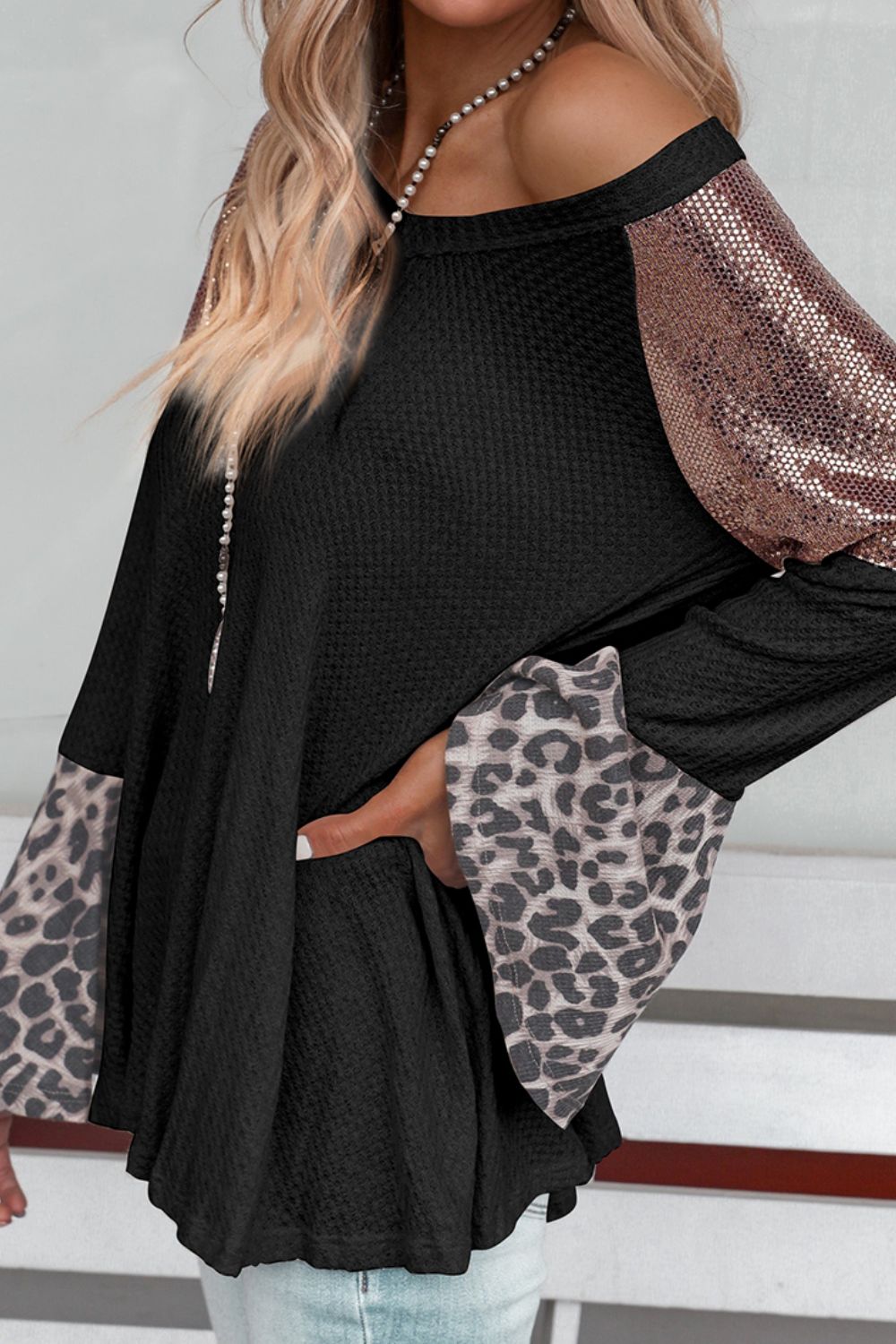 Leopard V-Neck Long Sleeve Top - ClassiQ
