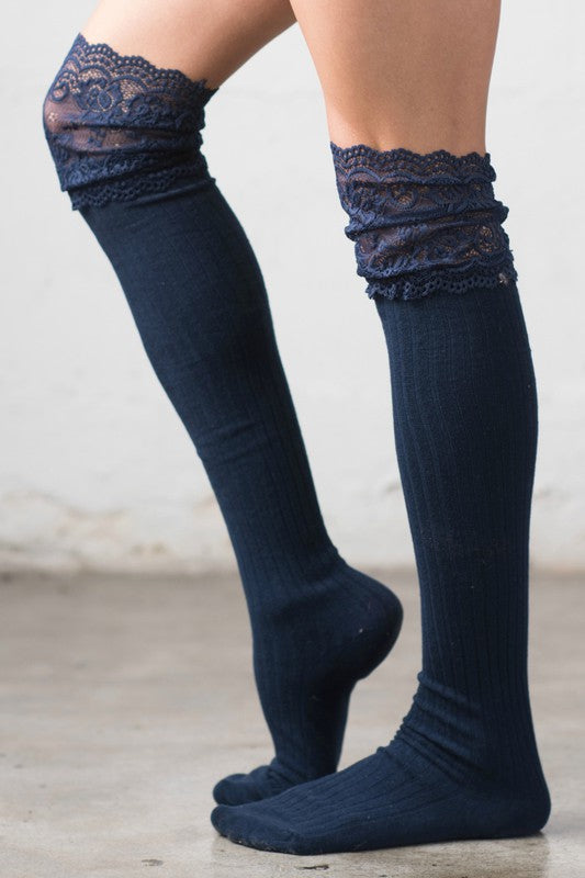 Lace Topped Over the Knee Socks - Classique Collection