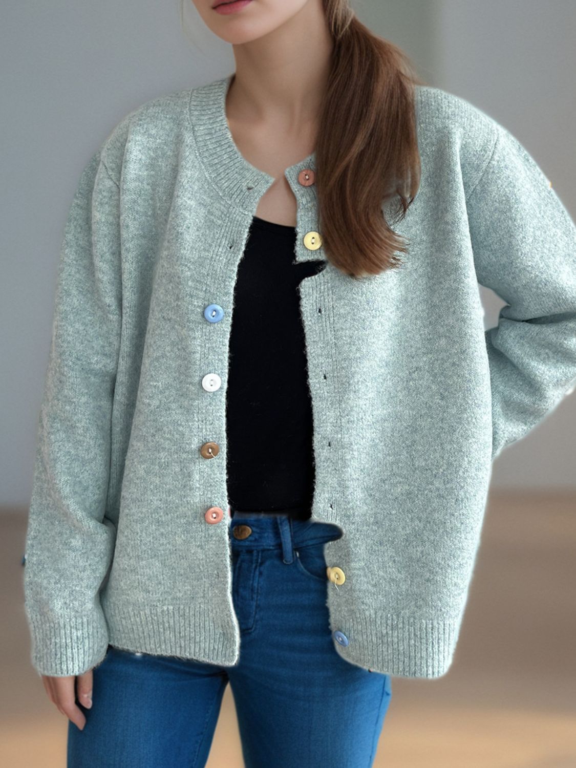Button Down Long Sleeve Cardigan - ClassiQ