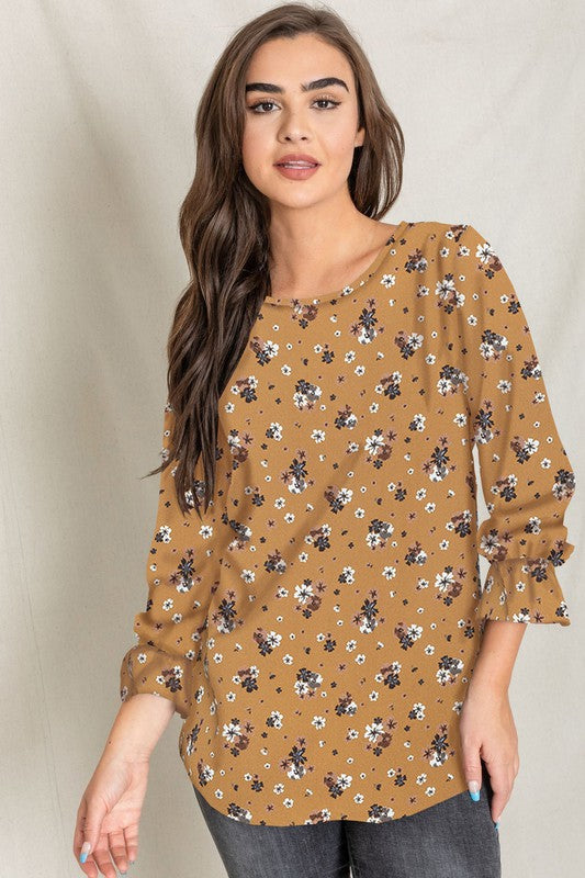 Plus Floral Ruffle Sleeve Tunic - Classique Collection