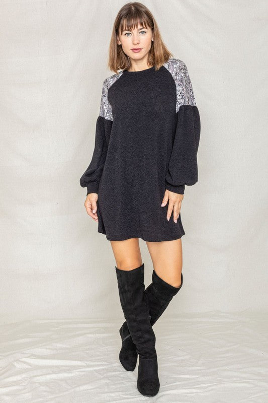 Paisley Shoulder Accent Tunic Dress - Classique Collection