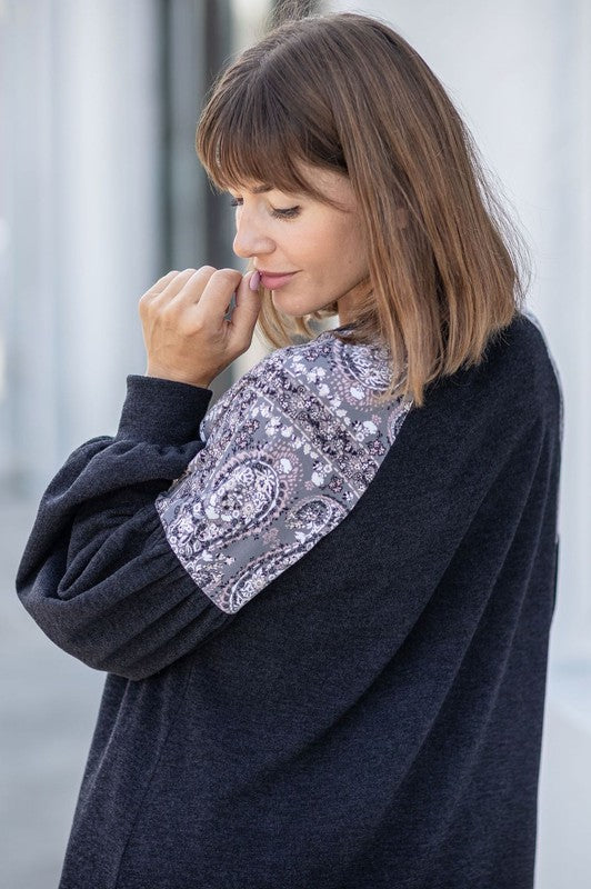 Paisley Shoulder Accent Tunic Dress - Classique Collection
