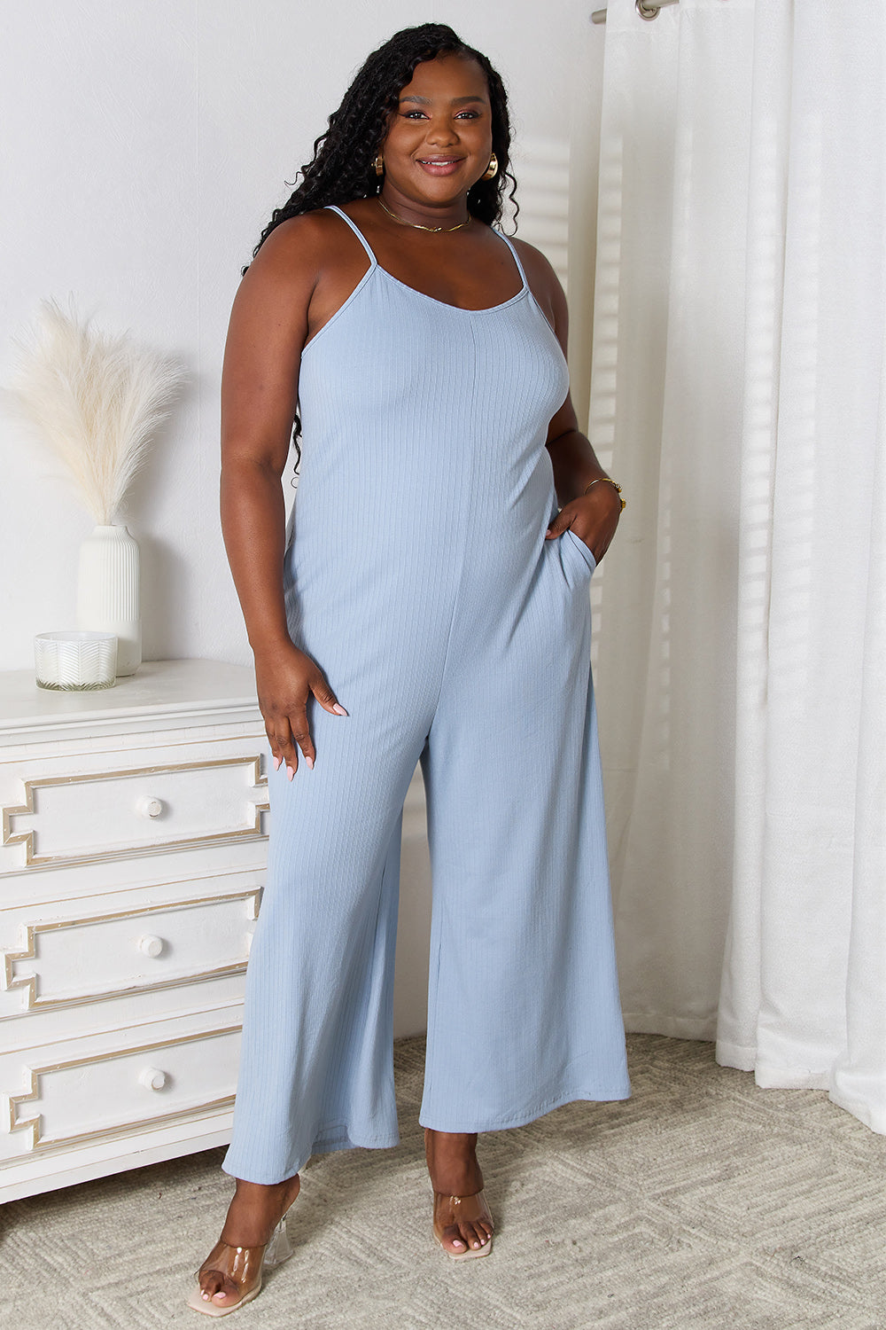Basic Bae Full Size Spaghetti Strap V-Neck Jumpsuit - ClassiQ