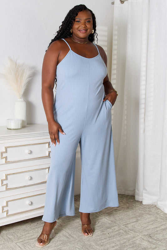 Basic Bae Full Size Spaghetti Strap V-Neck Jumpsuit - ClassiQ