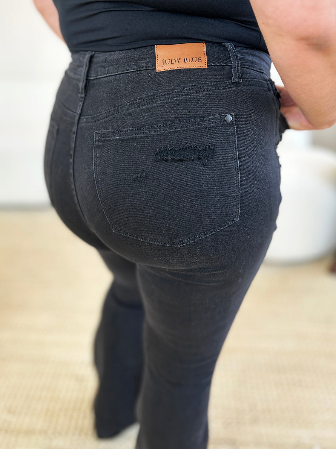 Judy Blue Full Size High Waist Distressed Flare Jeans - Classique Collection