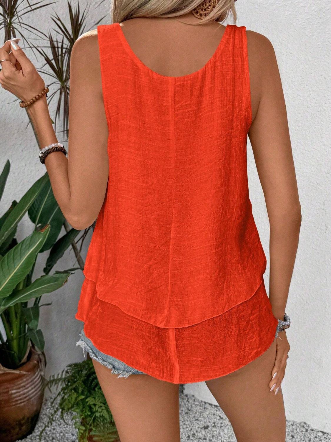 Layered Scoop Neck Wide Strap Tank - Classique Collection