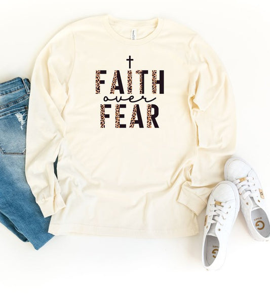 Faith Over Fear Leopard Long Sleeve Tee - Classique Collection