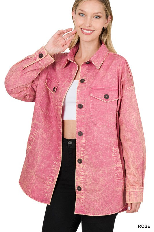 Premium Cotton Woven Vintage Washed Shacket - Classique Collection