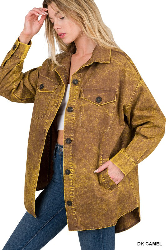 Premium Cotton Woven Vintage Washed Shacket - Classique Collection