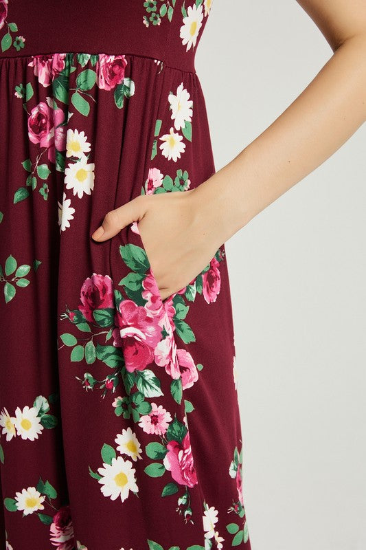 Womens Summer Casual Floral Maxi Dress With Pocket - Classique Collection