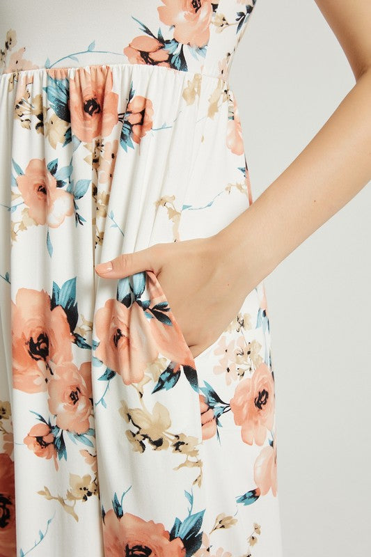 Womens Summer Casual Floral Maxi Dress With Pocket - Classique Collection