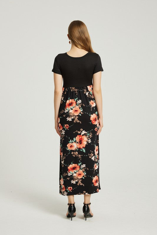 Womens Summer Casual Floral Maxi Dress With Pocket - Classique Collection