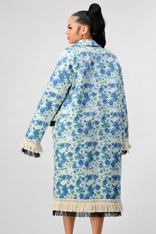 ATHINA FLORAL PRINT TASSLE TRENCH COAT - Classique Collection