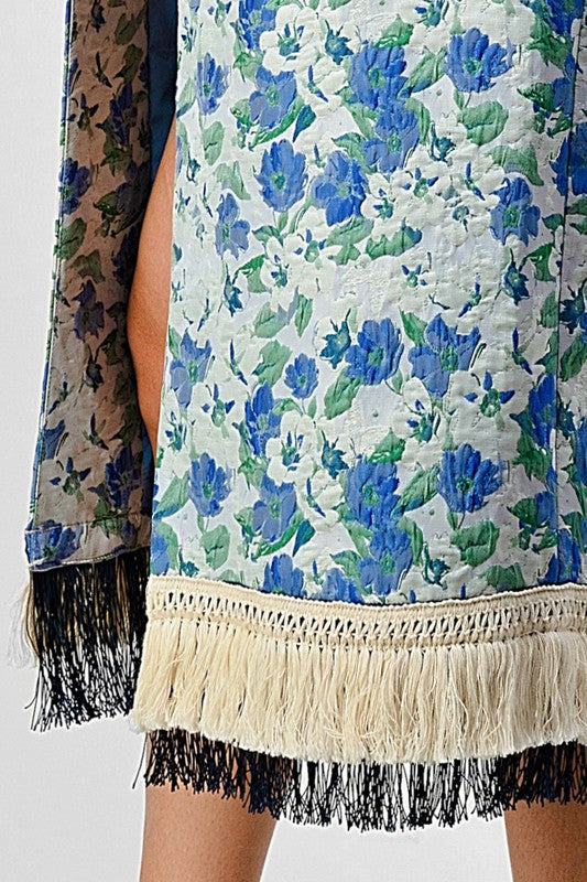 ATHINA FLORAL PRINT TASSLE TRENCH COAT - Classique Collection