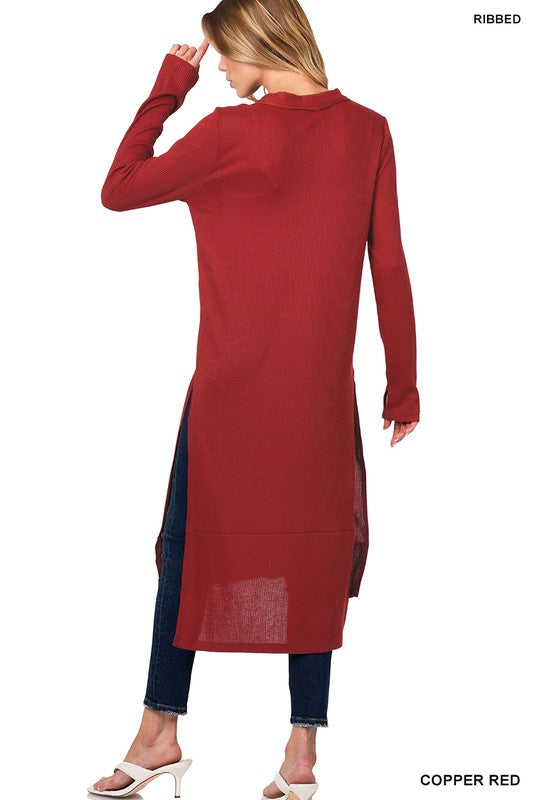 Ribbed Long Cardigan - Classique Collection
