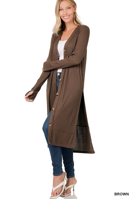 Ribbed Long Cardigan - Classique Collection