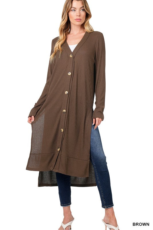 Ribbed Long Cardigan - Classique Collection