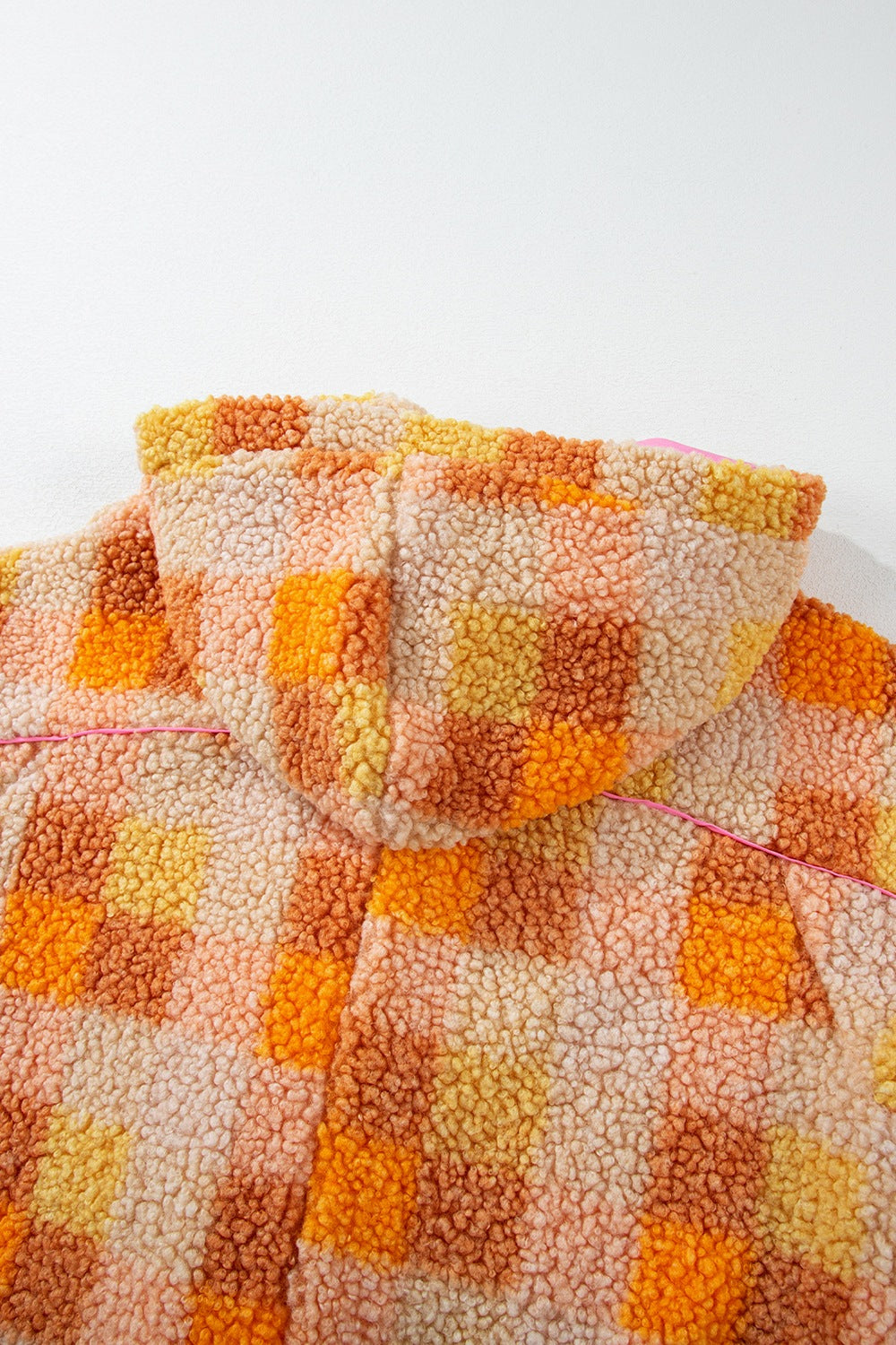 Checkered Long Sleeve Sherpa Hooded Jacket - Classique Collection
