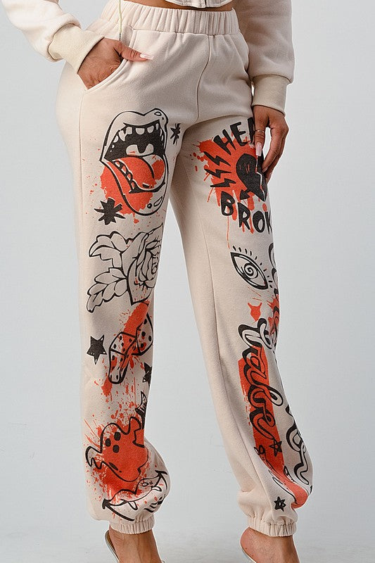 ATHINA CASUAL JACKET AND GRAPHIC PANTS SET - Classique Collection