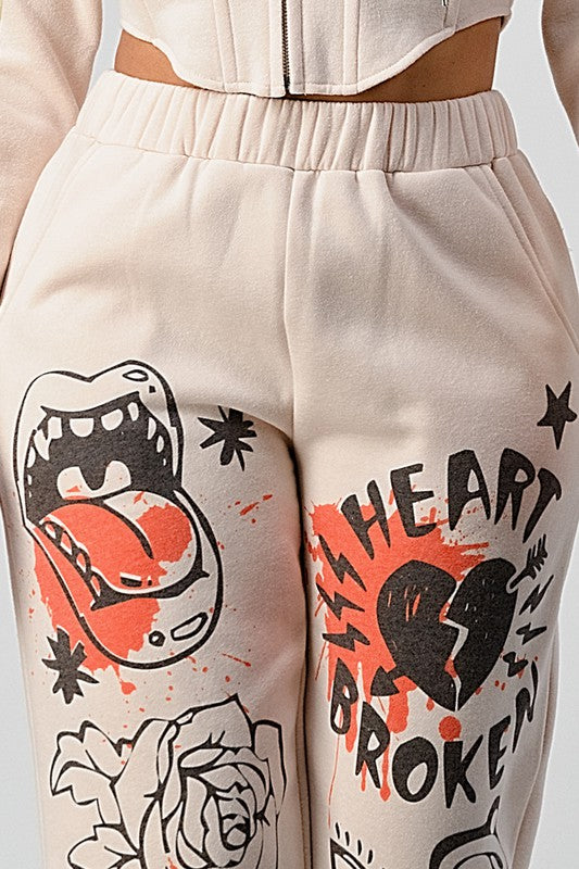 ATHINA CASUAL JACKET AND GRAPHIC PANTS SET - Classique Collection
