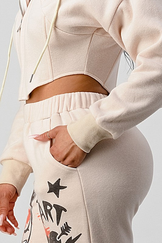 ATHINA CASUAL JACKET AND GRAPHIC PANTS SET - Classique Collection