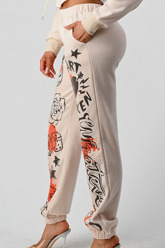 ATHINA CASUAL JACKET AND GRAPHIC PANTS SET - Classique Collection