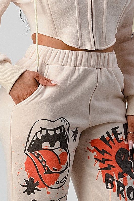 ATHINA CASUAL JACKET AND GRAPHIC PANTS SET - Classique Collection