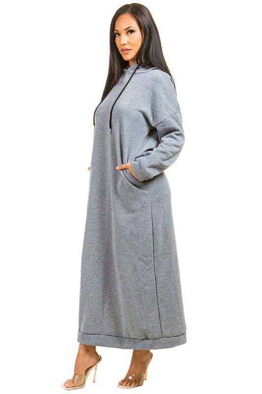 SEXY LONG MAXI HOODIE DRESS - Classique Collection