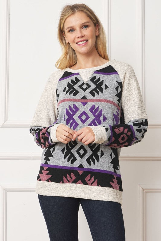V Stitch Tribal Contrast Tunic - Classique Collection