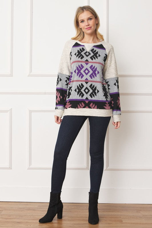 V Stitch Tribal Contrast Tunic - Classique Collection