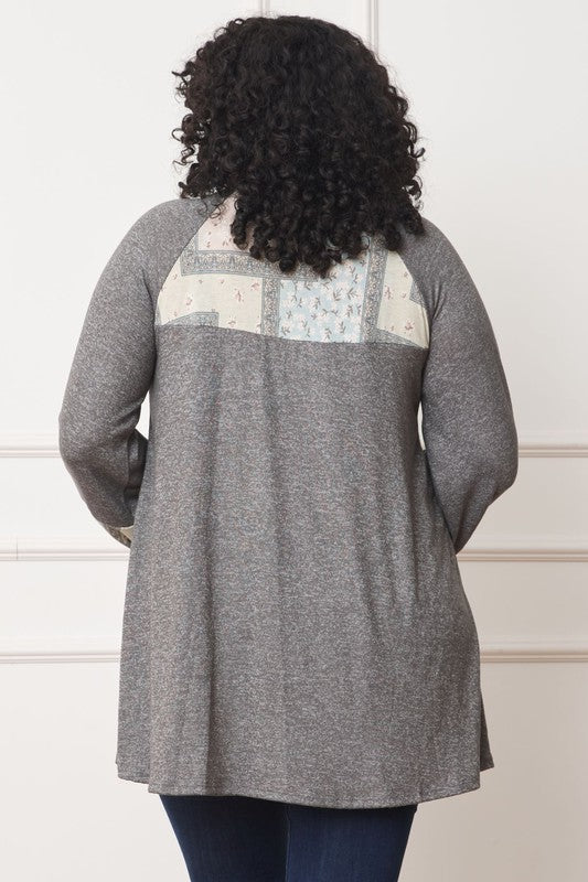 Plus Patchwork Panel Accent A-Line Tunic - Classique Collection