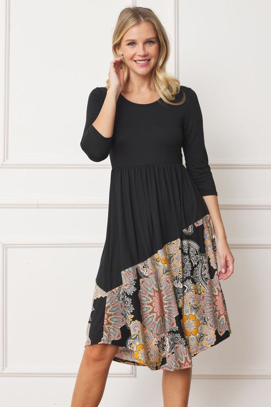 Asymmetrical Accent Midi Dress - Classique Collection