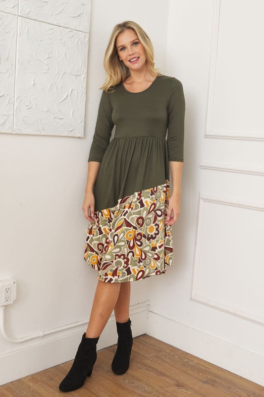Asymmetrical Accent Midi Dress - Classique Collection