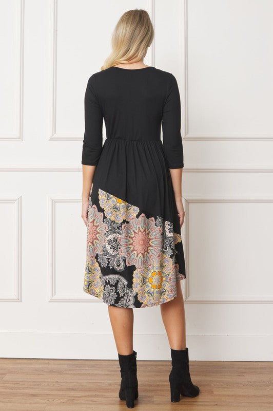Asymmetrical Accent Midi Dress - Classique Collection
