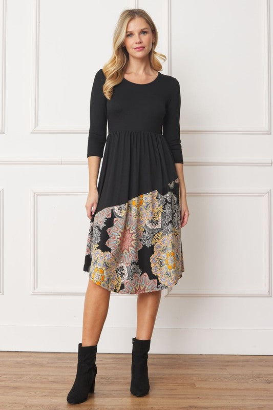 Asymmetrical Accent Midi Dress - Classique Collection