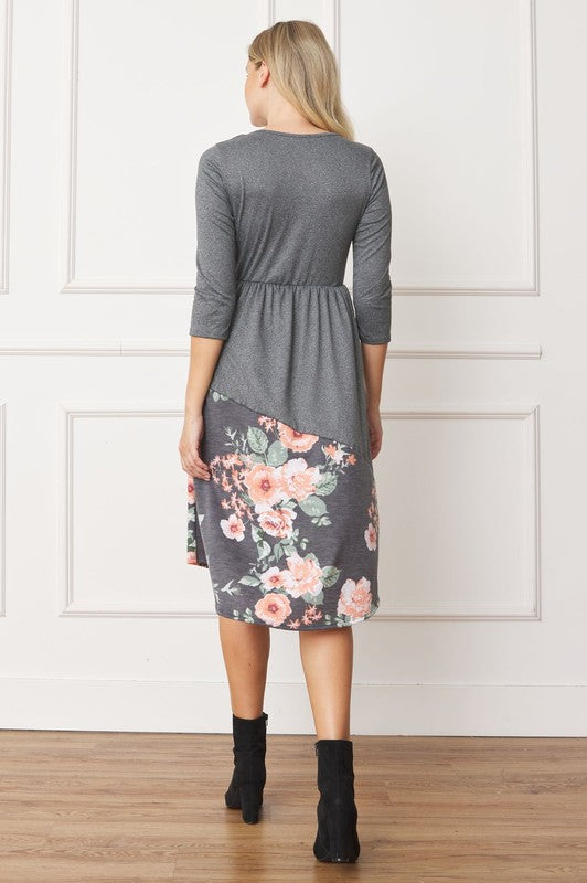 Asymmetrical Accent Midi Dress - Classique Collection