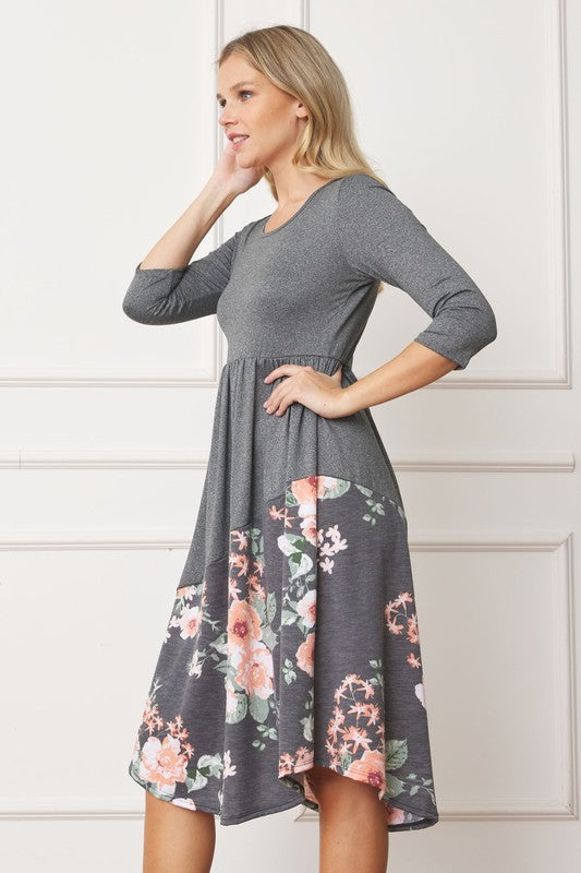 Asymmetrical Accent Midi Dress - Classique Collection