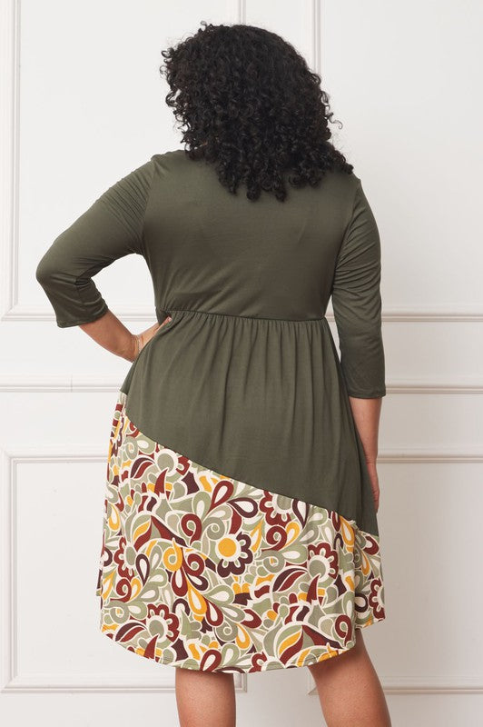 Plus Asymmetrical Accent Midi Dress - Classique Collection