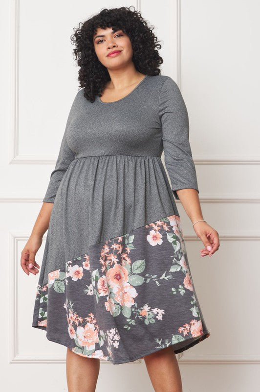 Plus Asymmetrical Accent Midi Dress - Classique Collection
