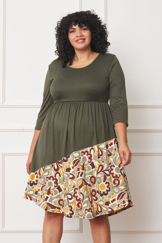 Plus Asymmetrical Accent Midi Dress - Classique Collection