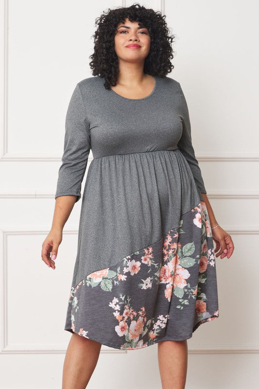 Plus Asymmetrical Accent Midi Dress - Classique Collection