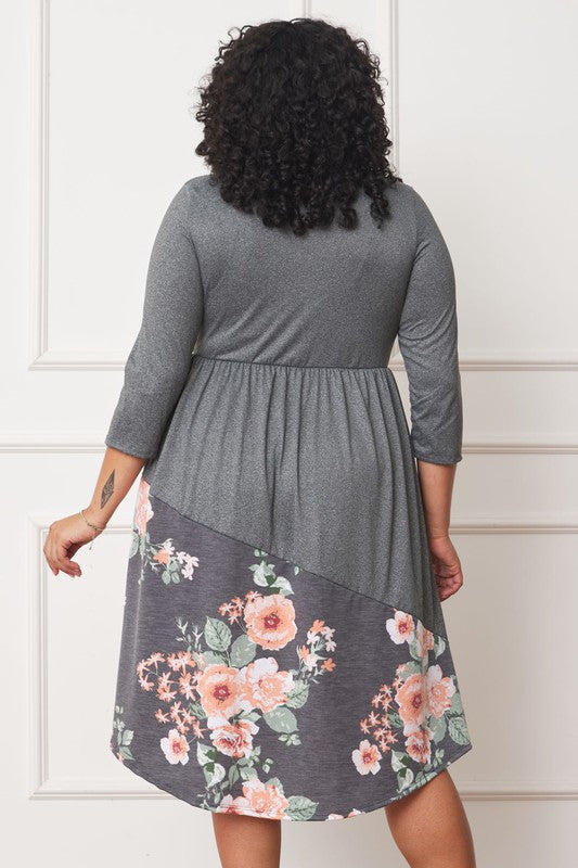 Plus Asymmetrical Accent Midi Dress - Classique Collection