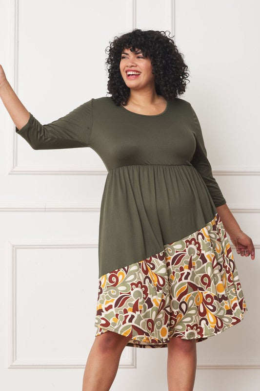 Plus Asymmetrical Accent Midi Dress - Classique Collection
