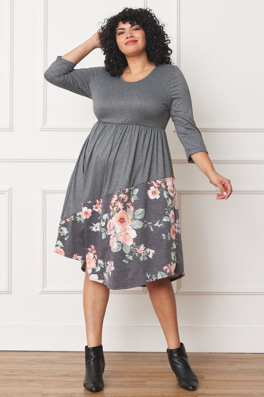 Plus Asymmetrical Accent Midi Dress - Classique Collection