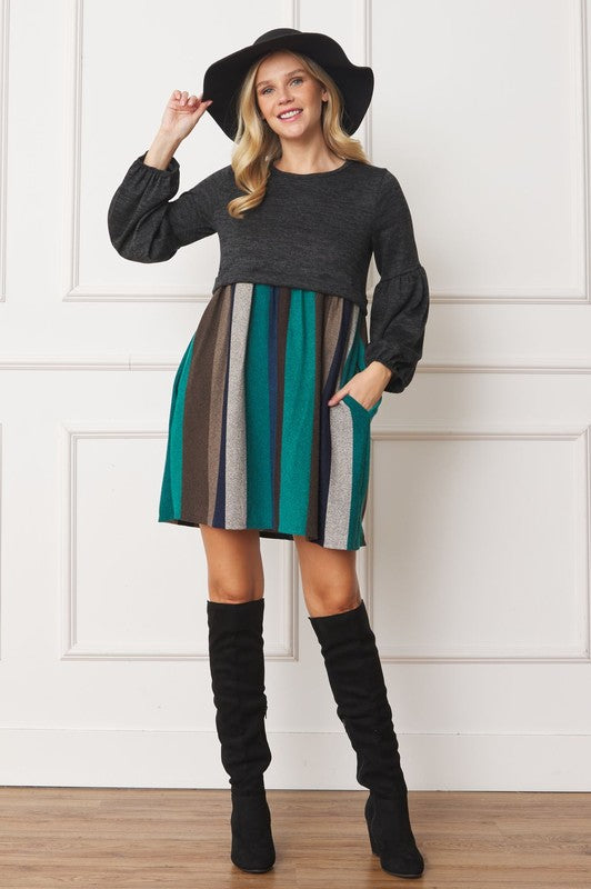 Balloon Sleeve Pullover Dress - Classique Collection