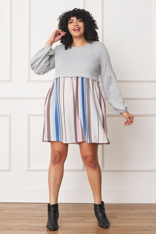 Plus Balloon Sleeve Pullover Dress - Classique Collection