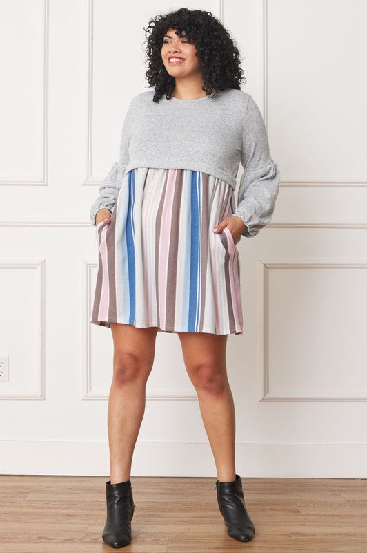 Plus Balloon Sleeve Pullover Dress - Classique Collection