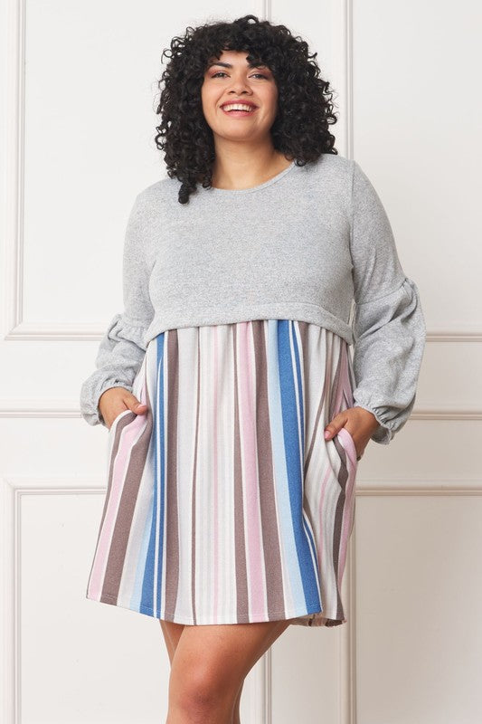 Plus Balloon Sleeve Pullover Dress - Classique Collection