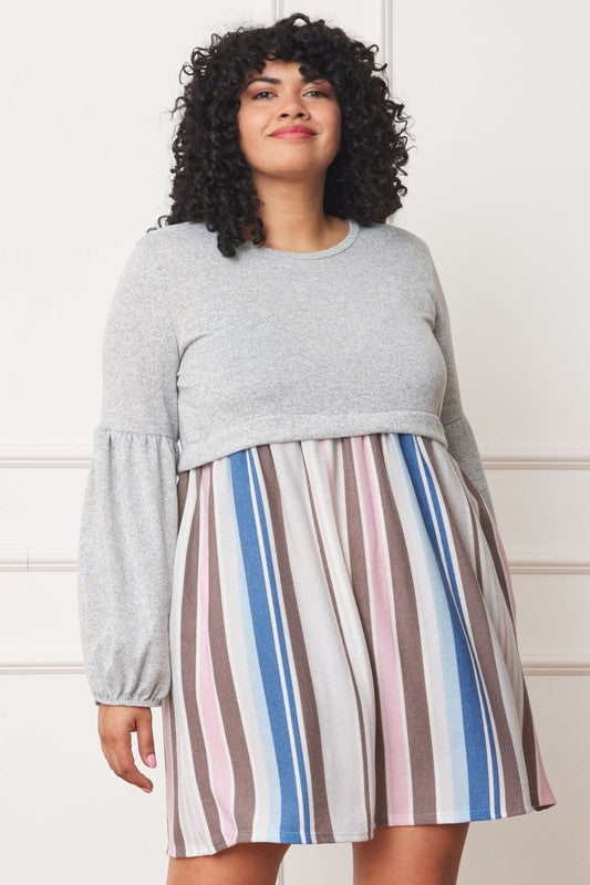 Plus Balloon Sleeve Pullover Dress - Classique Collection