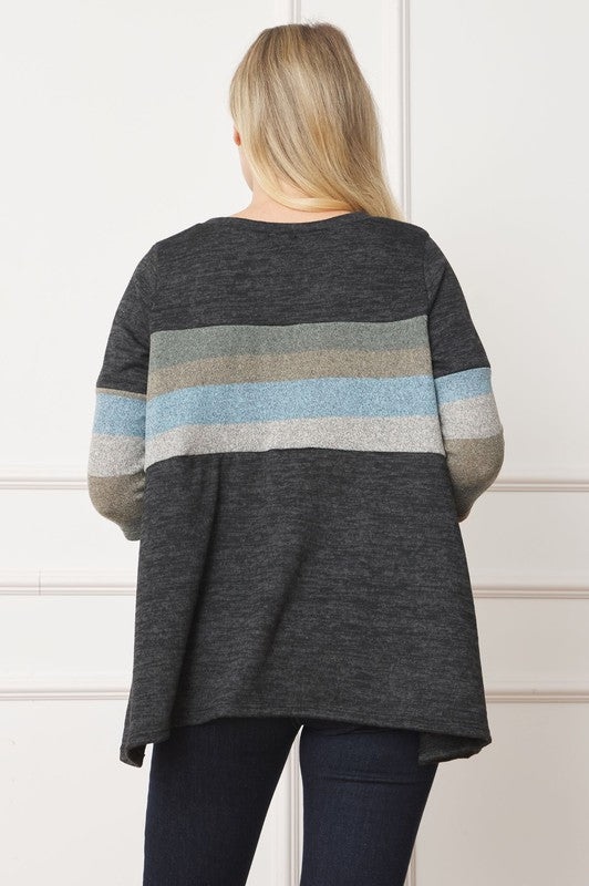 Knit Stripe Panel A Line Tunic - Classique Collection